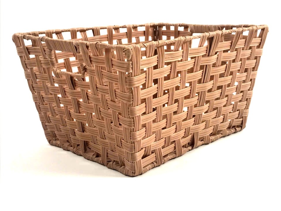 Professional-grade Rectangular PE Resin Woven Basket with Cut-out Handles